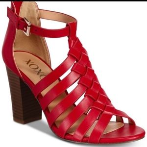 Xoxo Baxter Red Sandal Block Heels